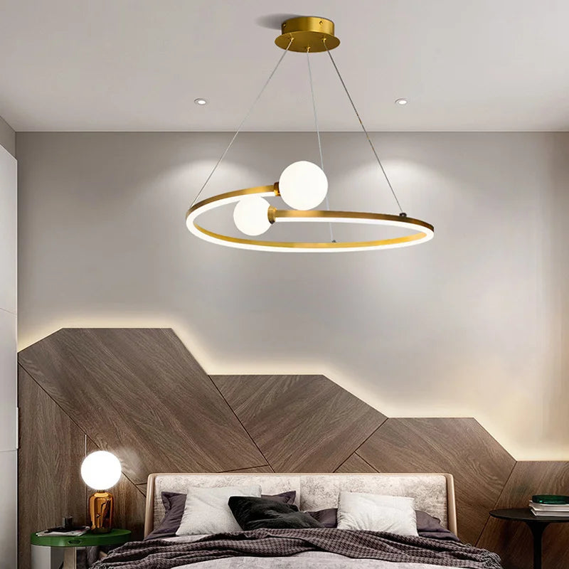 Nordic Minimalist Ring LED Pendant Lamp: Dimmable Lighting Fixture for Table, Dining Room, Kitchen Island, and Bedroom