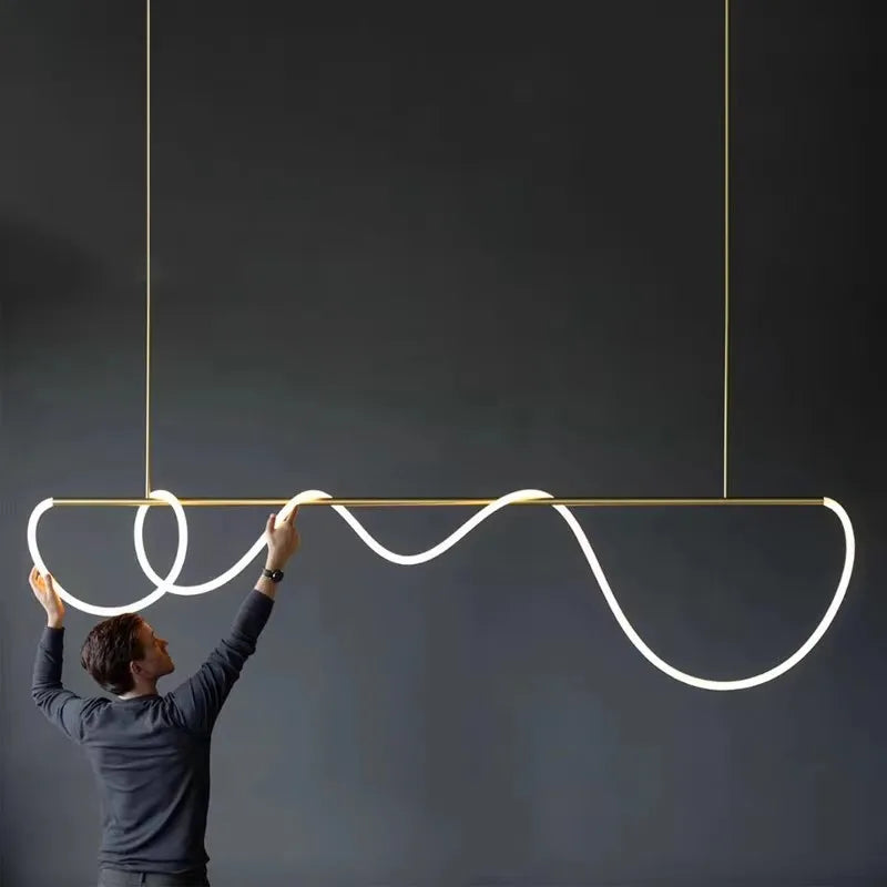 Modern Long Hose LED Chandelier - Minimalist Art Decor Indoor Lighting Fixture