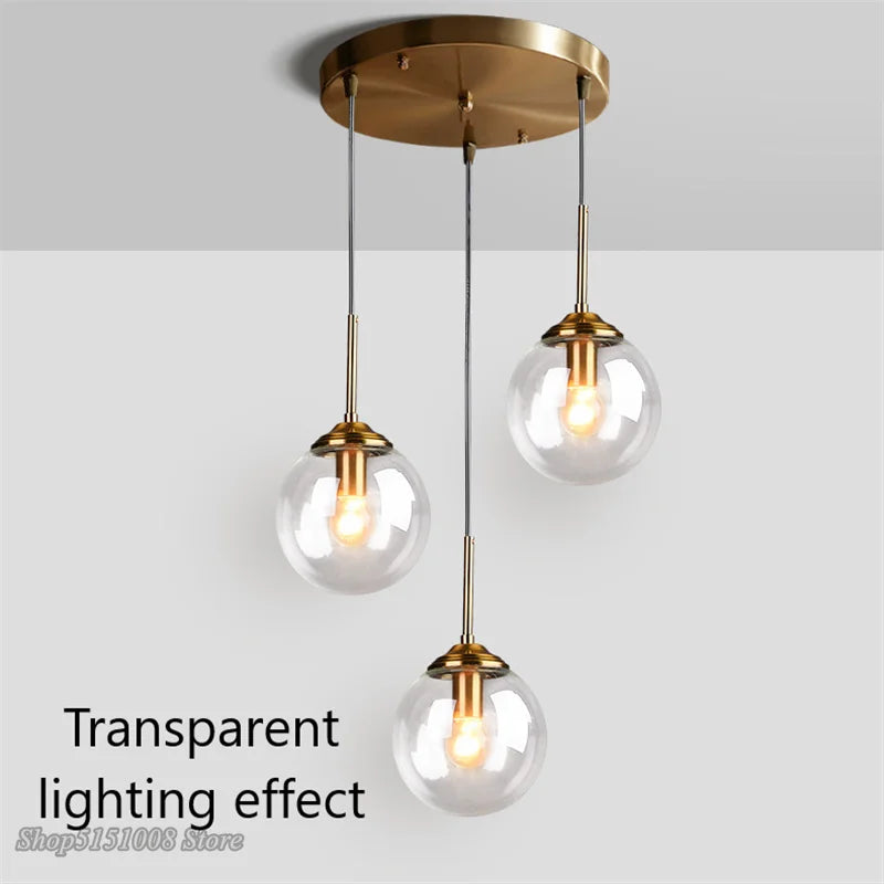 Nordic Modern Glass Pendant Lights: LED Hanging Lamps for Kitchen, Dining Room, Bedroom - Stylish Home Lighting Fixtures