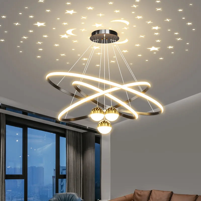 Modern LED Pendant Light: Nordic Fashion Circular Lamp in Black/Golden for Bedroom, Living Room, Kitchen