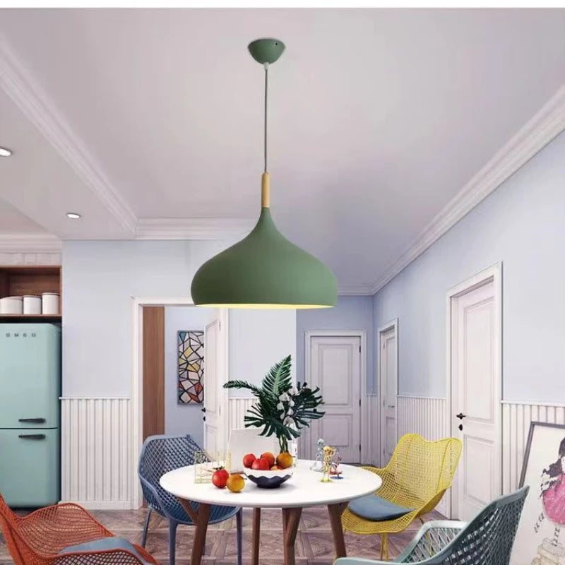 Nordic Colored Chandelier Wooden Pendant Light for Bedroom Living Room