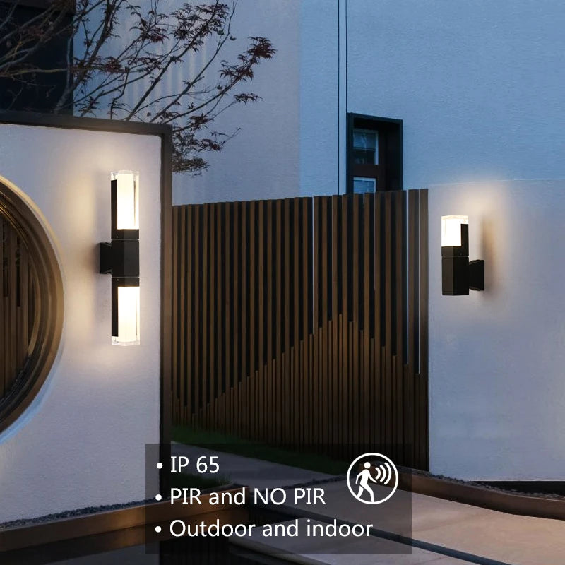 Modern Aluminum PIR Sensor Outdoor Wall Lamp - Waterproof Minimalist Exterior Lighting