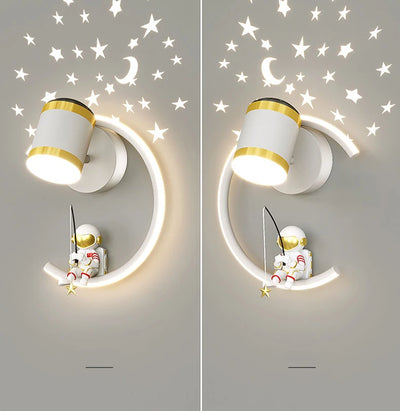 Modern Creative Children's Room Bedside Wall Lamp Astronaut Wall Mount Light for Bedroom, Study