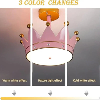 SANDYHA Warm Romantic Pink Crown Ceiling Lights LED Lamp for Bedroom Kids Room Nordic Indoor Decoracion Fixtures