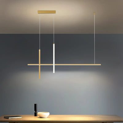 Modern Minimalist LED Chandelier - Dimmable Black Pendant Lamp for Dining Room Kitchen Bar Lighting Suspension Design