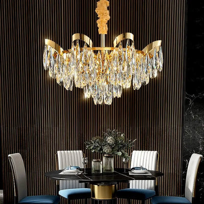 Modern LED Sunflower Crystal Ceiling Chandelier Pendant Lamp, Creating an Atmosphere in Living and Dining Rooms