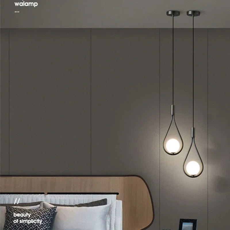 Indoor LED Pendant Lamps: Nordic Design with Frosted Glass Ball for Bedroom, Living Room