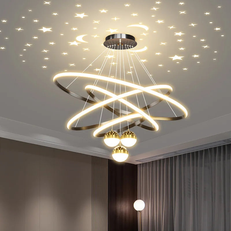 Modern LED Pendant Light: Nordic Fashion Circular Lamp in Black/Golden for Bedroom, Living Room, Kitchen