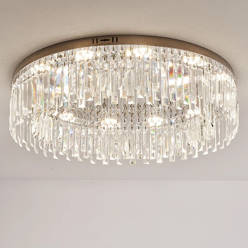 Modern Luxury Crystal Ceiling Lamps: Circular Black Gold Nordic Chandeliers for Bedroom and Living Room