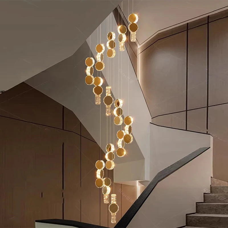 Modern Crystal Chandelier Pendant Lamp for Home Decoration, Stairway, and Living Room
