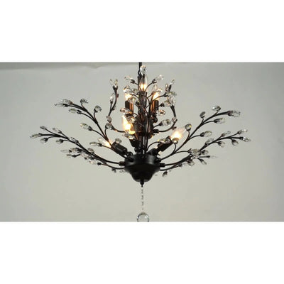 US Old Crystal Chandelier Flower Chandelier Black Pendant Lighting Fixture