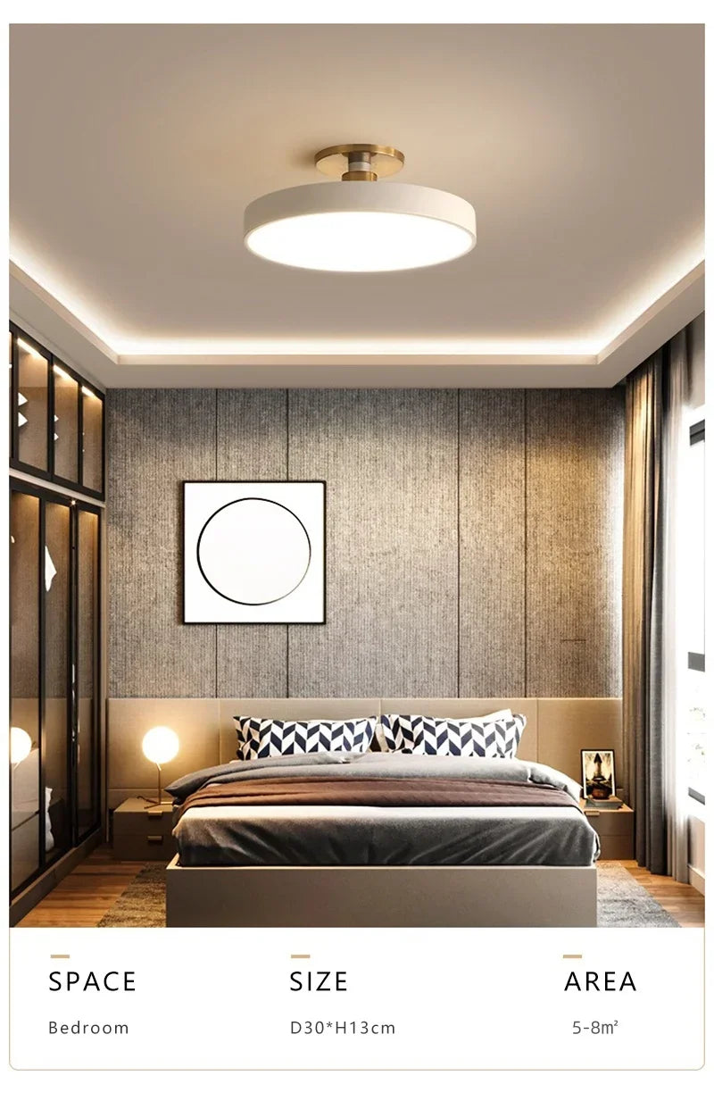 Circular Macaron LED Ceiling Light – Modern Dimmable Chandelier for Bedroom and Living Room