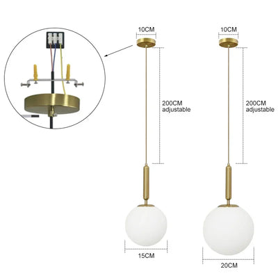 Modern Gold Glass Ball Pendant Lamp: Luxurious Hanging Light for Dining Room, Bedroom, Decorative Lighting