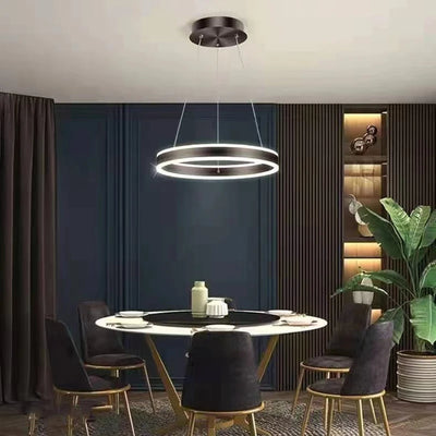 Modern Dimmable Ring LED Chandelier - Stylish Pendant Lamp for Home Decor