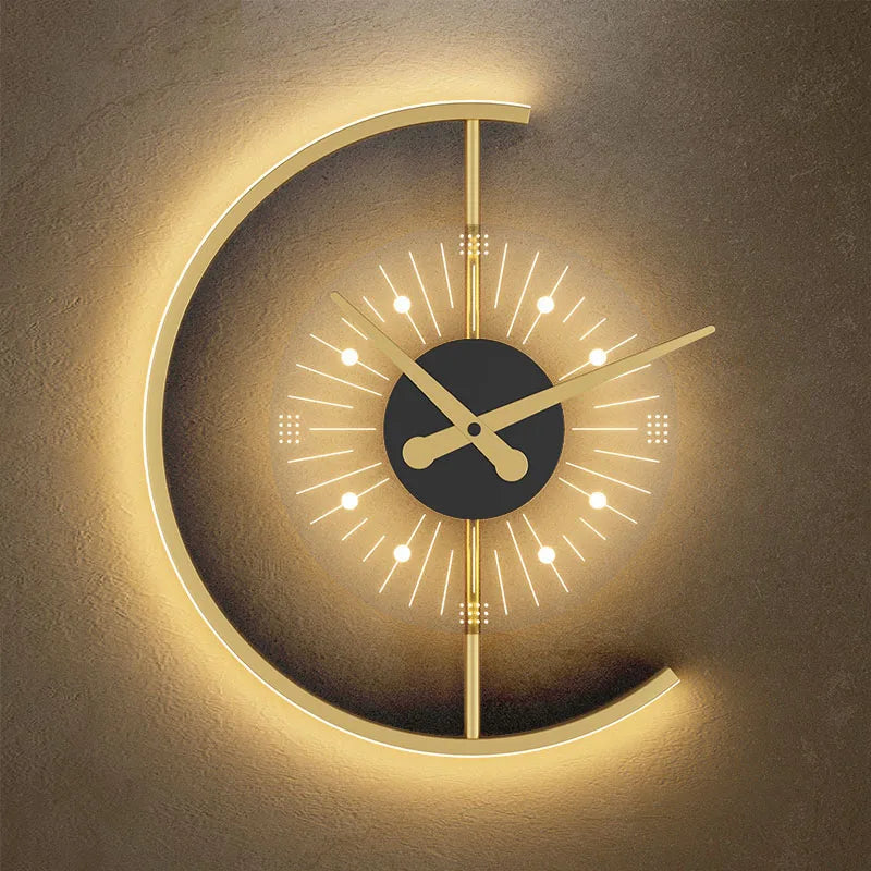 Modern LED Clock Wall Lamps - Contemporary Illumination with Timekeeping Functionality