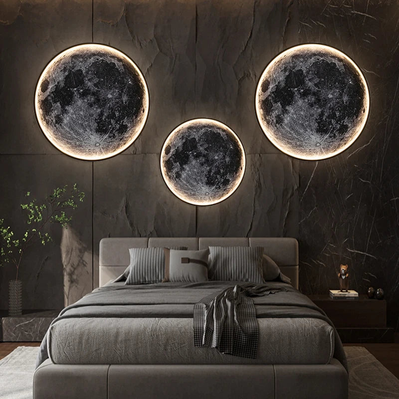 Modern 3D Moon LED Wall Lamp - Enchanting Home Decor Lighting for Living Room and Bedroom