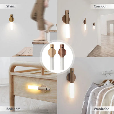 Versatile LED Wood USB Night Light - Perfect for Kitchen Cabinets, Closets, and Emergency Lighting