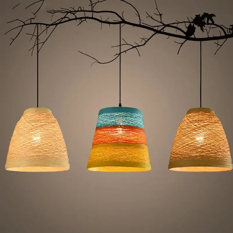 Chandelier Woven Ceiling Light -  Lamp Pendant Lighting for Kitchen Table Farmhouse Island,