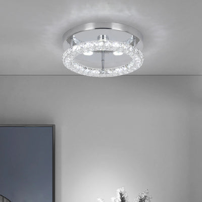 Modern Crystal Flush Mount Ceiling Light - Sparkling Elegance for Hallways, Foyers, and More