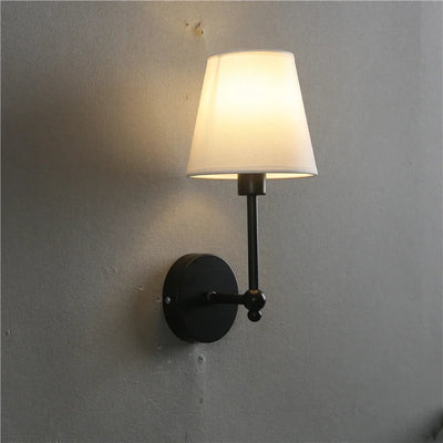 American Retro Wall Lamps – Black and Gold Linen Covered Wall Sconce