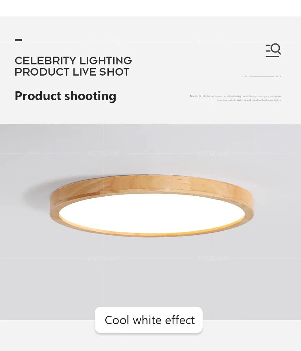 Nordic Ultra-Thin LED Wooden Ceiling Light