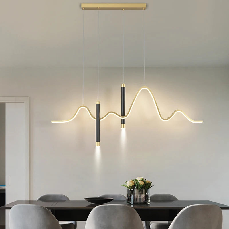 Minimalist LED Pendant Lamp for Dining Table - Black, Gold, White for Bedroom, and Dining Area