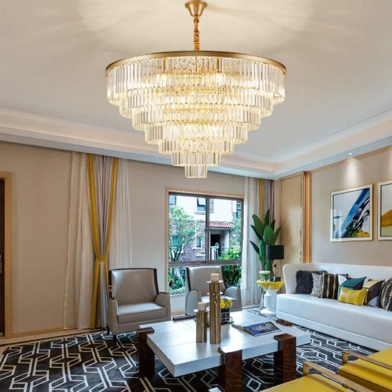 Modern Crystal Gold Chandelier for Living Room and Bedroom Decor - Elegant Suspension Ceiling Hanging Lamp