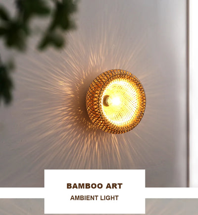 Bamboo Ceiling Lamp - Handmade Rattan Wicker Lighting for Dining, Living, and Coffee Shops