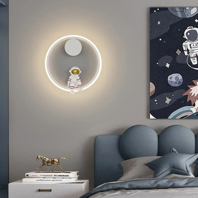 Creative Children Room LED Wall Lamp - Astronaut Themed Sconce Light