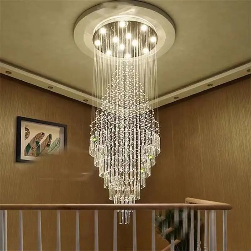 Modern LED Staircase Crystal Chandelier for Living and Bedroom Lighting Fixture