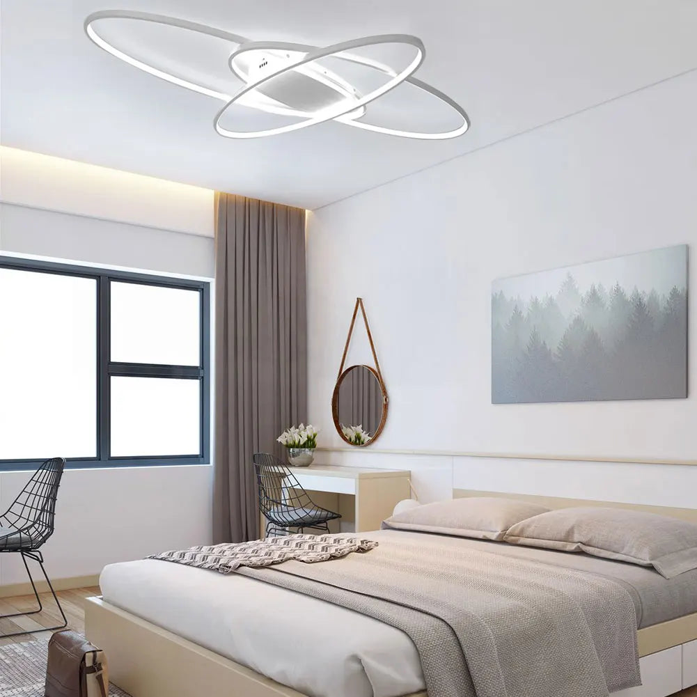 Modern Geometric Chandelier LED Ceiling Light - Flush Mount - 3 Color Dimmable Lamp