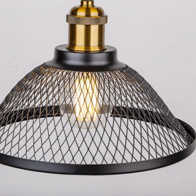 Vintage Industrial Pendant Light (E27 Base) - Black Metal Cage Lamp (Multiple Color Options)