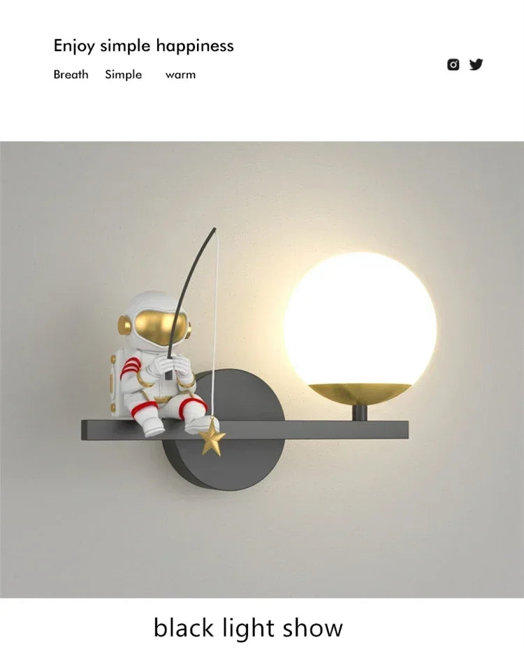 Modern Moon Astronaut Wall Sconce Lamp for Children's Room