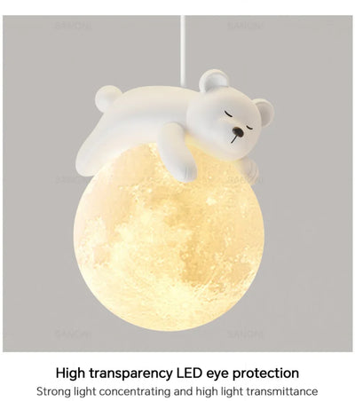 Nordic Little Cute Rabbit LED Pendant Lamp for Dining Rooms, Children's Bedrooms, and Bedside Spaces