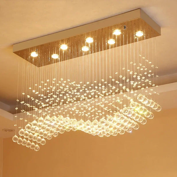 Postmodern Light Luxury Restaurant Dining Room Crystal Chandelier Bead Curtain Partition Rectangular Shop