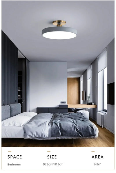 Circular Macaron LED Ceiling Light – Modern Dimmable Chandelier for Bedroom and Living Room