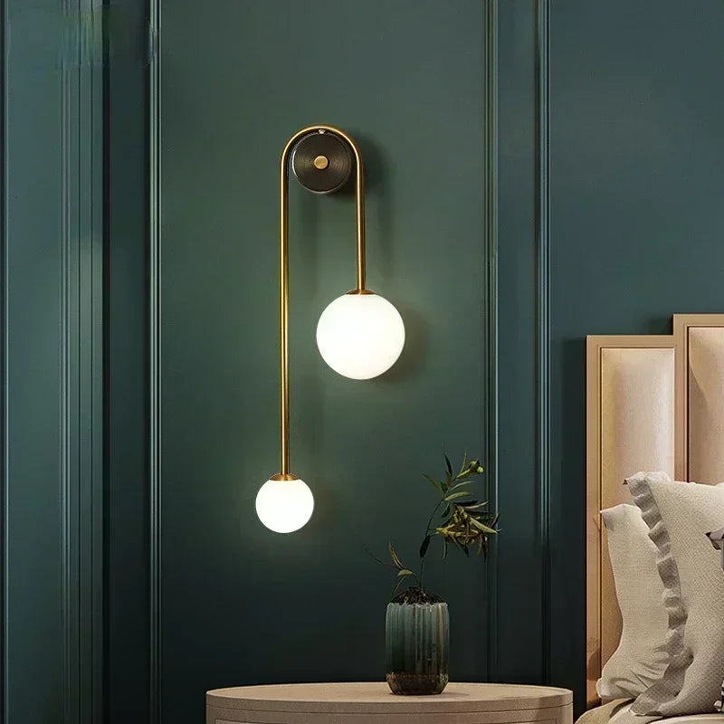 Modern Glass Ball LED Wall Light: Gold Bedroom Bedside Lamp - Ideal for Home Decor, Living Room, Corridor