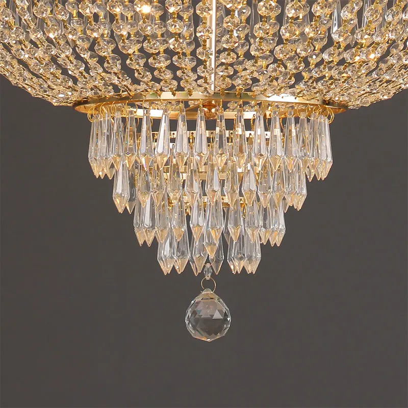 LED Pendant Light Luxury Crystal Chandelier for Living Room, Hotel Lobby, Villa High Ceiling Staircase - European-Style