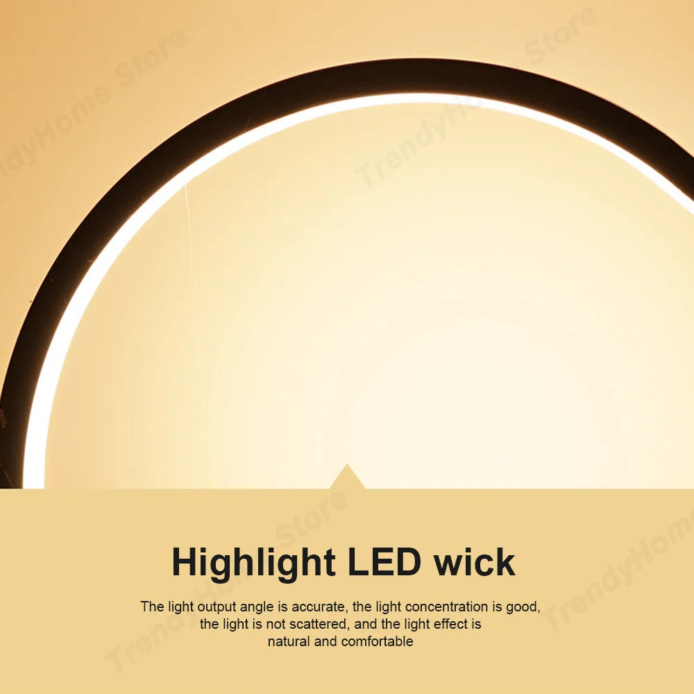 LED Circular Ring Table Lamp - Dimmable Night Light for Bedroom, Living Room, Restaurant, Hotel