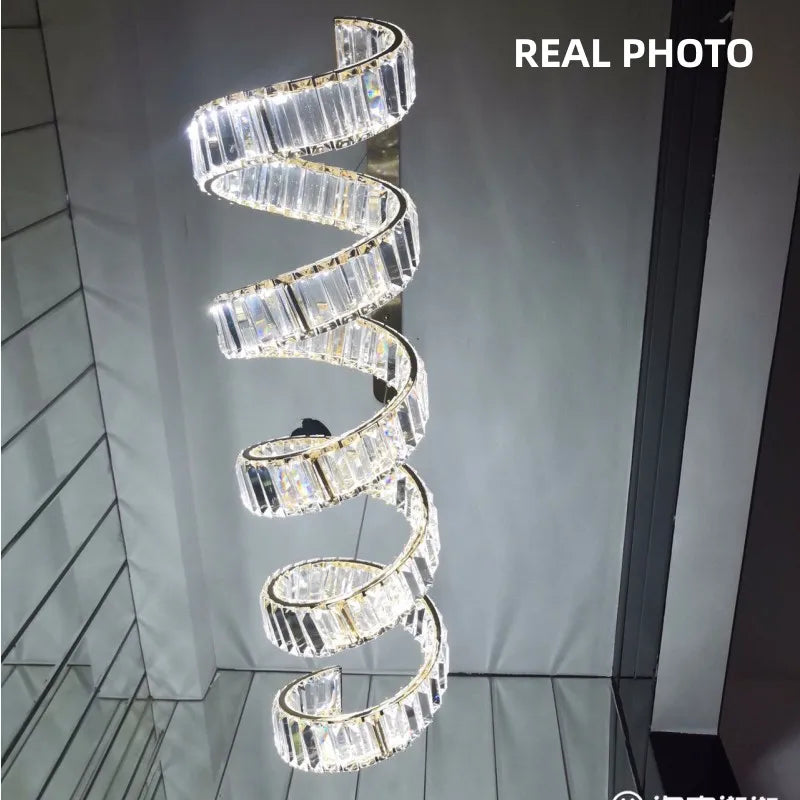 Modern Luxury LED Wave Crystal Pendant Lamp - Indoor Dining Table Light Fixture