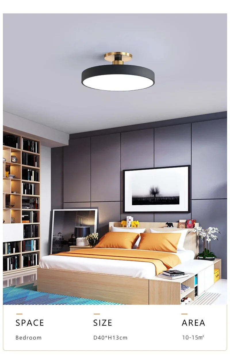 Circular Macaron LED Ceiling Light – Modern Dimmable Chandelier for Bedroom and Living Room