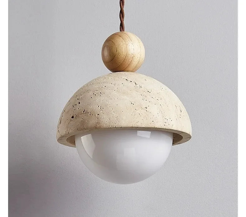 Wabi-Sabi Style Yellow Travertine Chandelier – Elegant Pendant Light for Nordic-Inspired Interiors