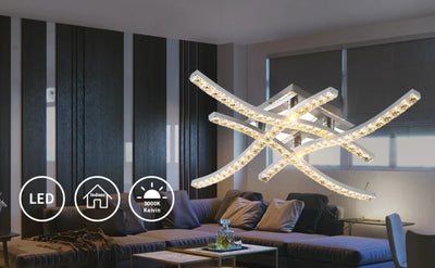 Modern Design Creative Crystal LED Ceiling Light Tricolor with Remote Control Perfect for Bedroom, Living Room