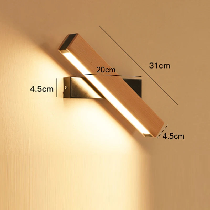 Adjustable Nordic Solid Wood LED Wall Lamp – Rotatable Bedside & Study Lighting