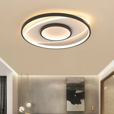 Modern LED Ceiling Light Hallway Home Decor 50CM Dimmable Round Lamp Bedroom Living Room Black White Fixture Lighting Lustre