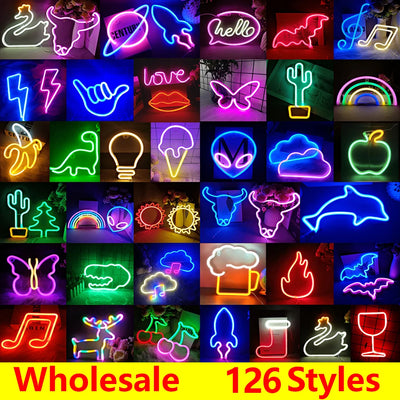 LED Neon Night Light Sign USB/AA Battery Powered Wall Hanging Neon Lamp for Bedroom, Party, Wedding, and Christmas Decoration