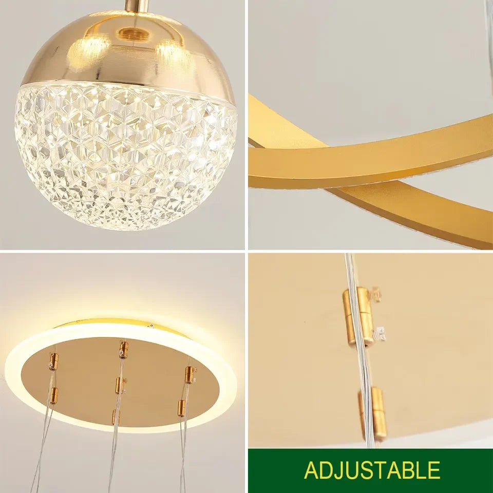 Modern LED Ring Chandelier Pendant Light: Stylish Lighting for Dining, Living, and Bedroom