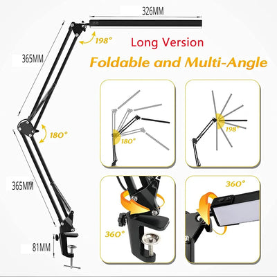 Modern LED Swing Arm Desk Lamp with Clamp - Dimmable Eye-Caring Light