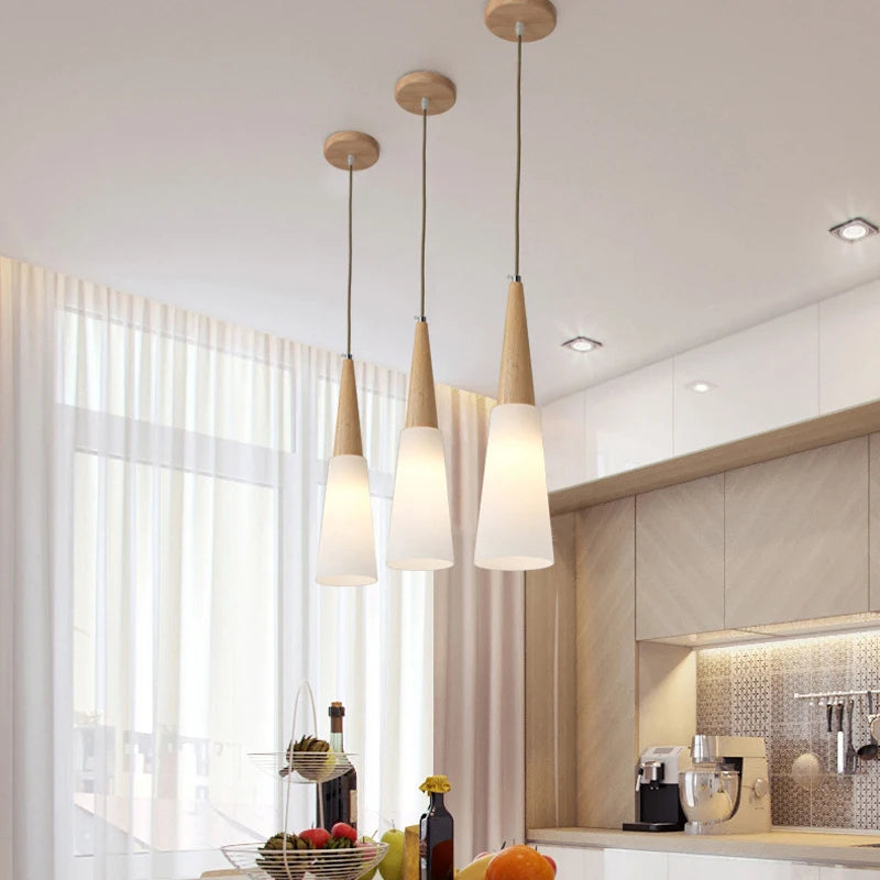Modern Style: Nordic Wood Glass Pendant Light for Restaurants and Bedrooms