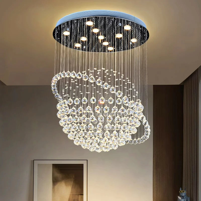 Luxury Crystal Pendant Light Chandelier for Living Room and Bedroom, Modern Style Ceiling Lamp, Indoor Lighting Fixture